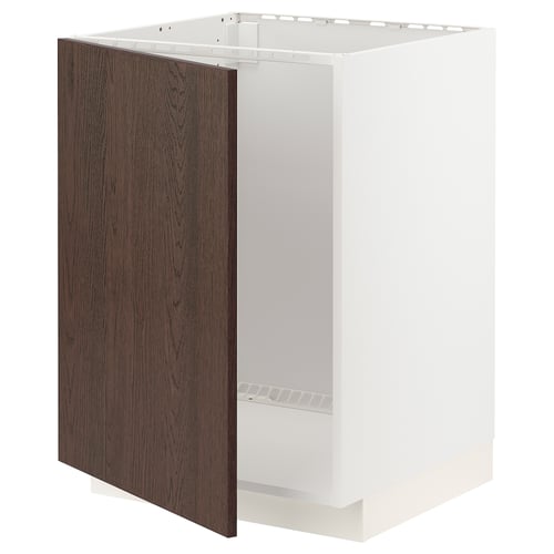 METOD Mueble base para lavaplatos, blanco/Sinarp café, 60x60 cm