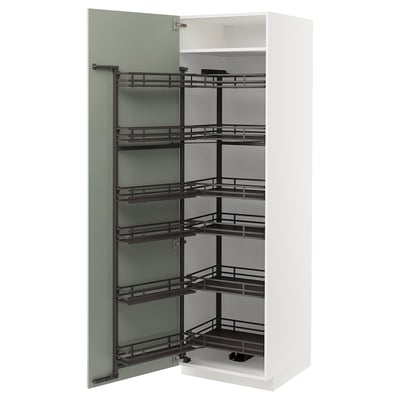 METOD Mueble despensero extraíble, blanco/Stensund menta, 60x60x200 cm