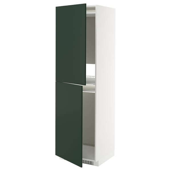 METOD Mueble despensero para refrigerador, blanco/Havstorp verde oscuro, 60x60x200 cm