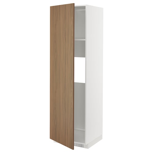 METOD Mueble despensero para refrigerador, blanco/Tistorp efecto nogal café, 60x60x200 cm