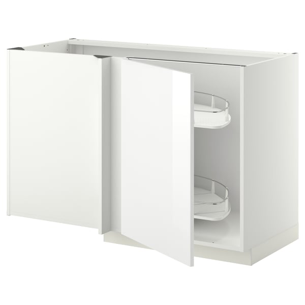 METOD Mueble esquinero repisas extraíbles, blanco/Ringhult blanco, 128x68 cm