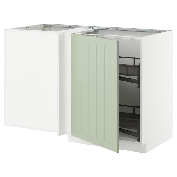 METOD Mueble esquinero repisas extraíbles, blanco/Stensund menta, 128x68 cm