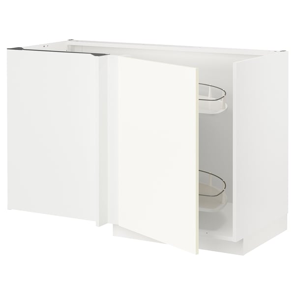 METOD Mueble esquinero repisas extraíbles, blanco/Vallstena blanco, 128x68 cm