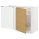 METOD Mueble esquinero repisas extraíbles, blanco/Voxtorp efecto roble, 128x68 cm