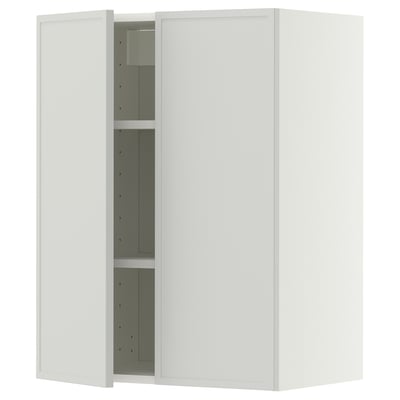 METOD Mueble mural con repisas, blanco/Aspudden gris claro, 60x80 cm