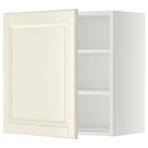 METOD Mueble mural con repisas, blanco/Bodbyn color hueso, 60x60 cm