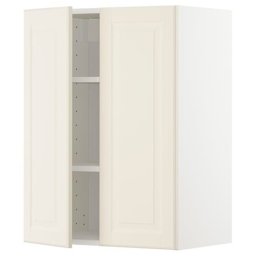 METOD Mueble mural con repisas, blanco/Bodbyn color hueso, 60x80 cm