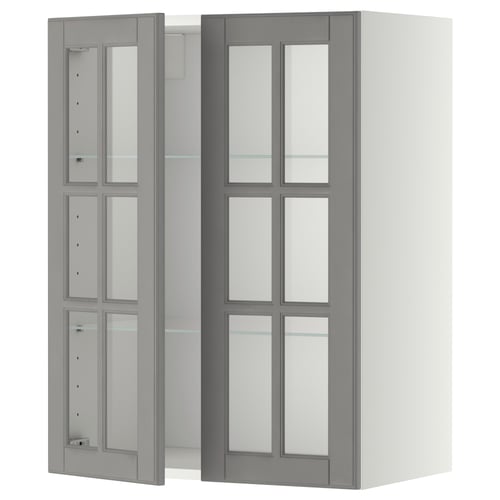 METOD Mueble mural con repisas, blanco/Bodbyn gris, 60x80 cm