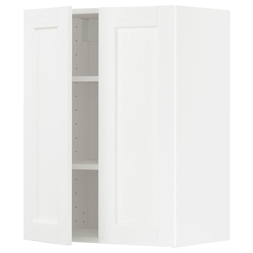 METOD Mueble mural con repisas, blanco Enköping/blanco efecto madera, 60x80 cm