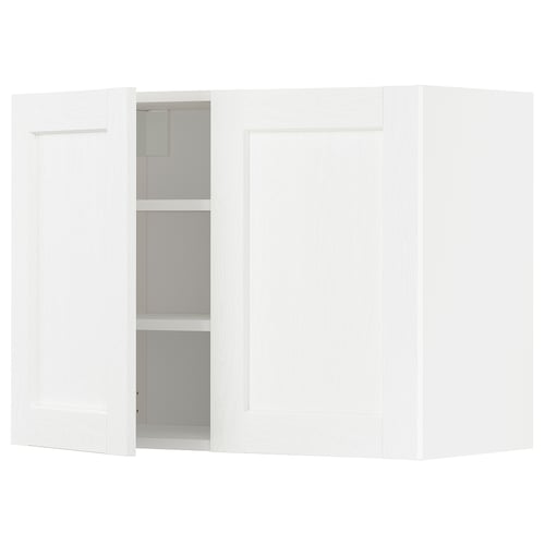 METOD Mueble mural con repisas, blanco Enköping/blanco efecto madera, 80x60 cm