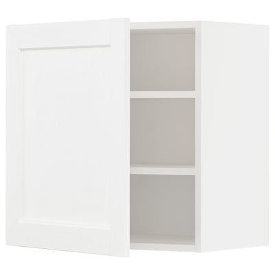 METOD Mueble mural con repisas, blanco Enköping/blanco efecto madera, 60x60 cm