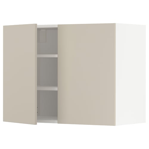 METOD Mueble mural con repisas, blanco/Havstorp beige, 80x60 cm