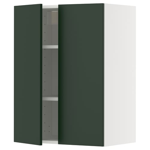 METOD Mueble mural con repisas, blanco/Havstorp verde oscuro, 60x80 cm
