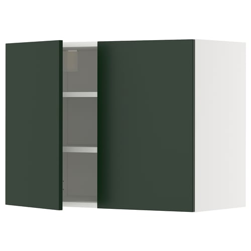 METOD Mueble mural con repisas, blanco/Havstorp verde oscuro, 80x60 cm