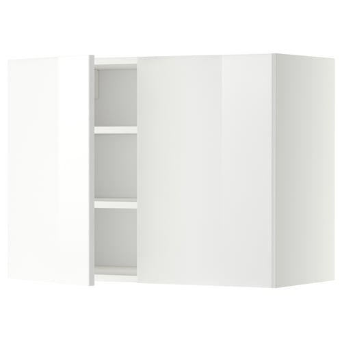 METOD Mueble mural con repisas, blanco/Ringhult blanco, 80x60 cm