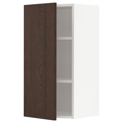 METOD Mueble mural con repisas, blanco/Sinarp café, 40x80 cm