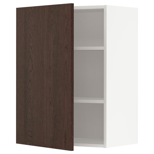 METOD Mueble mural con repisas, blanco/Sinarp café, 60x80 cm