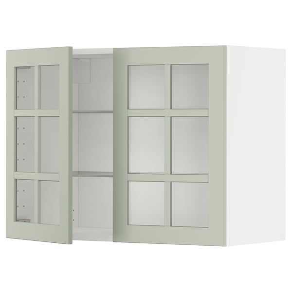 METOD Mueble mural con repisas, blanco/Stensund menta, 80x60 cm