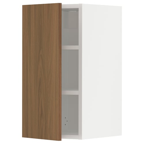 METOD Mueble mural con repisas, blanco/Tistorp efecto nogal café, 30x60 cm