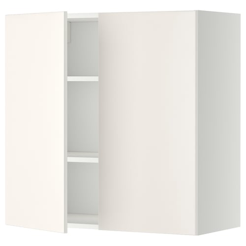 METOD Mueble mural con repisas, blanco/Veddinge blanco, 80x80 cm