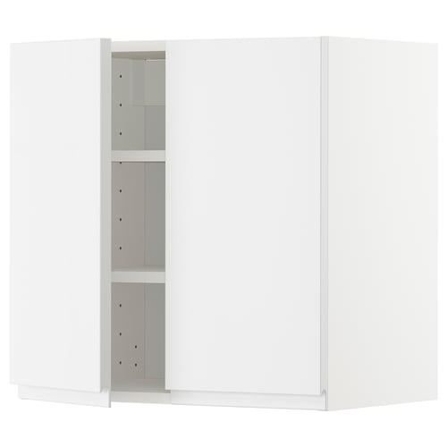 METOD Mueble mural con repisas, blanco/Voxtorp alto brillo/blanco, 60x60 cm
