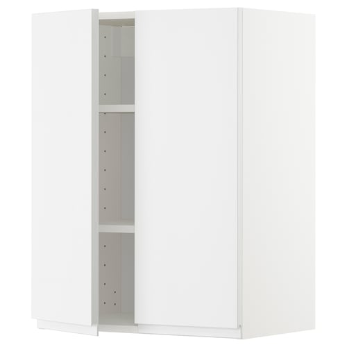 METOD Mueble mural con repisas, blanco/Voxtorp alto brillo/blanco, 60x80 cm