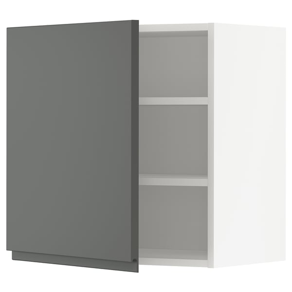 METOD Mueble mural con repisas, blanco/Voxtorp Gris oscuro, 60x60 cm
