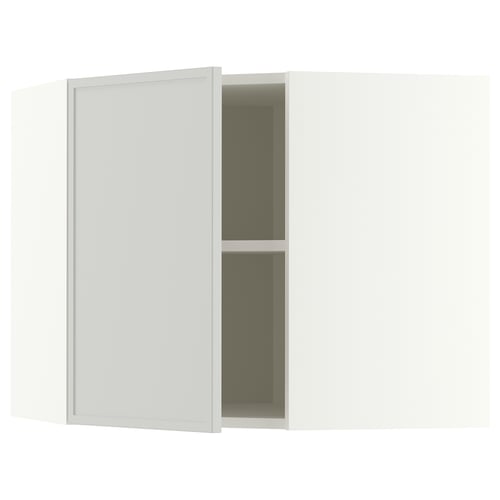METOD Mueble mural esquinero con repisas, blanco/Aspudden gris claro, 68x60 cm