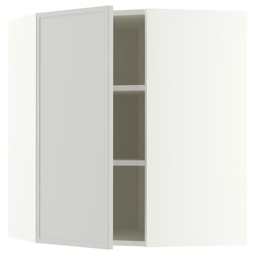 METOD Mueble mural esquinero con repisas, blanco/Aspudden gris claro, 68x80 cm