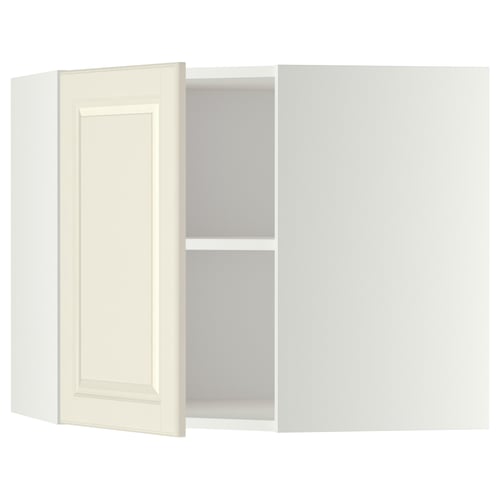 METOD Mueble mural esquinero con repisas, blanco/Bodbyn color hueso, 68x60 cm