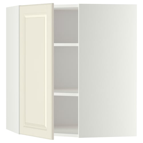 METOD Mueble mural esquinero con repisas, blanco/Bodbyn color hueso, 68x80 cm
