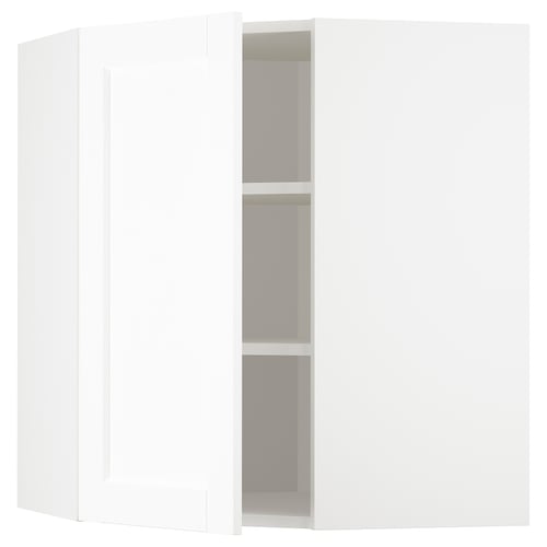 METOD Mueble mural esquinero con repisas, blanco Enköping/blanco efecto madera, 68x80 cm