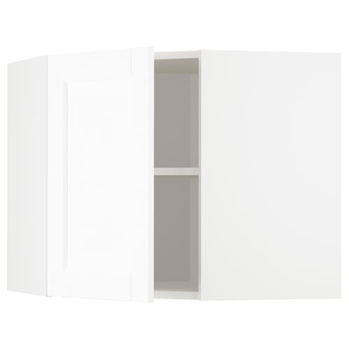 METOD Mueble mural esquinero con repisas, blanco Enköping/blanco efecto madera, 68x60 cm