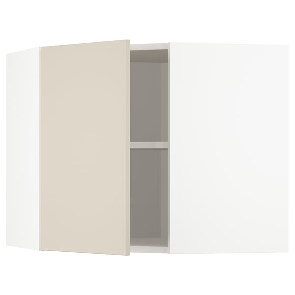 METOD Mueble mural esquinero con repisas, blanco/Havstorp beige, 68x60 cm