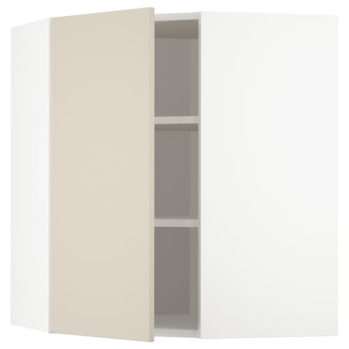 METOD Mueble mural esquinero con repisas, blanco/Havstorp beige, 68x80 cm