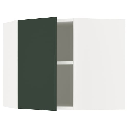 METOD Mueble mural esquinero con repisas, blanco/Havstorp verde oscuro, 68x60 cm