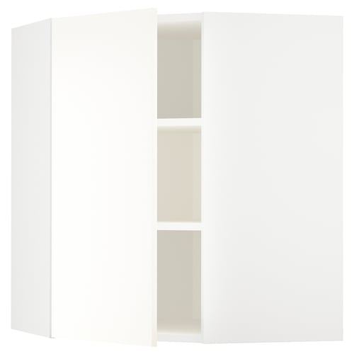 METOD Mueble mural esquinero con repisas, blanco/Vallstena blanco, 68x80 cm