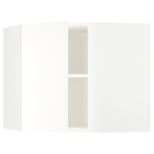 METOD Mueble mural esquinero con repisas, blanco/Vallstena blanco, 68x60 cm