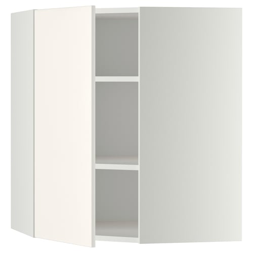 METOD Mueble mural esquinero con repisas, blanco/Veddinge blanco, 68x80 cm