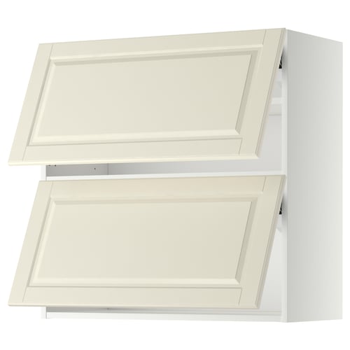 METOD Mueble mural horizontal, 2 puertas, blanco/Bodbyn color hueso, 80x80 cm
