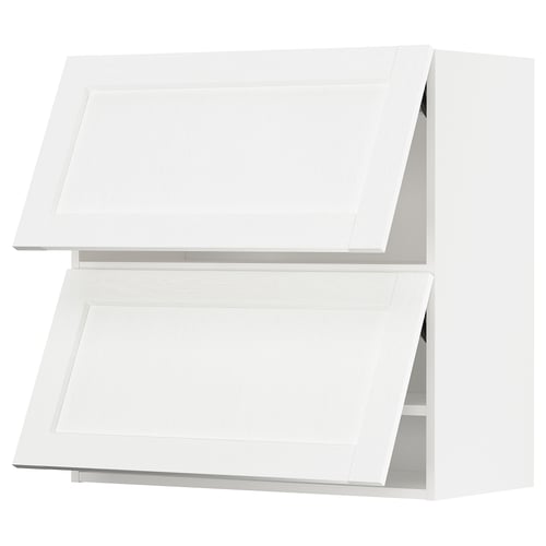 METOD Mueble mural horizontal, 2 puertas, blanco Enköping/blanco efecto madera, 80x80 cm