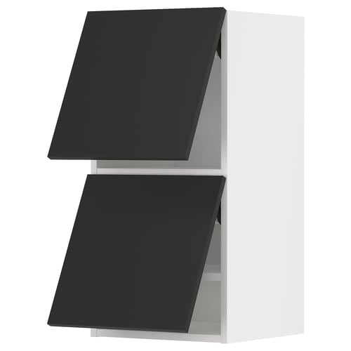 METOD Mueble mural horizontal, 2 puertas, blanco/Nickebo Gris oscuro mate, 40x80 cm