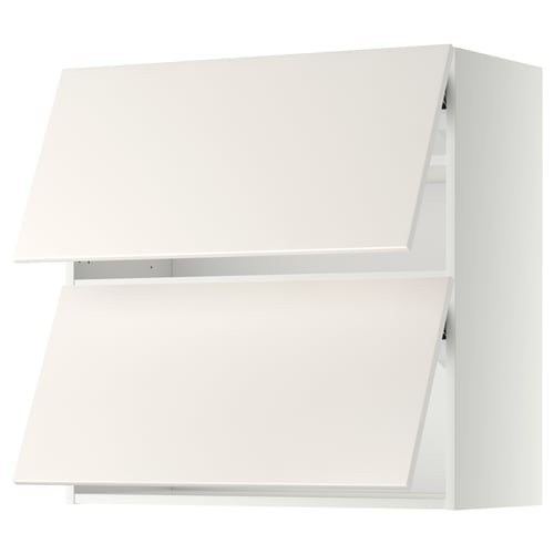 METOD Mueble mural horizontal, 2 puertas, blanco/Veddinge blanco, 80x80 cm