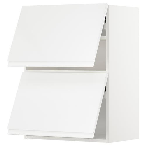 METOD Mueble mural horizontal, 2 puertas, blanco/Voxtorp alto brillo/blanco, 60x80 cm