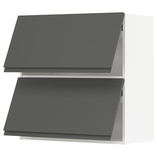METOD Mueble mural horizontal, 2 puertas, blanco/Voxtorp Gris oscuro, 80x80 cm