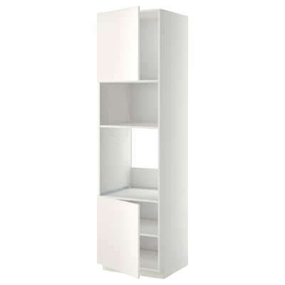 METOD Mueble para horno y microondas, blanco/Veddinge blanco, 60x60x220 cm