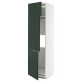 METOD Mueble para refrigerador, 3 puertas, blanco/Havstorp verde oscuro, 60x60x220 cm