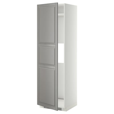 METOD Mueble para refrigerador empotrado, blanco/Bodbyn gris, 60x60x200 cm