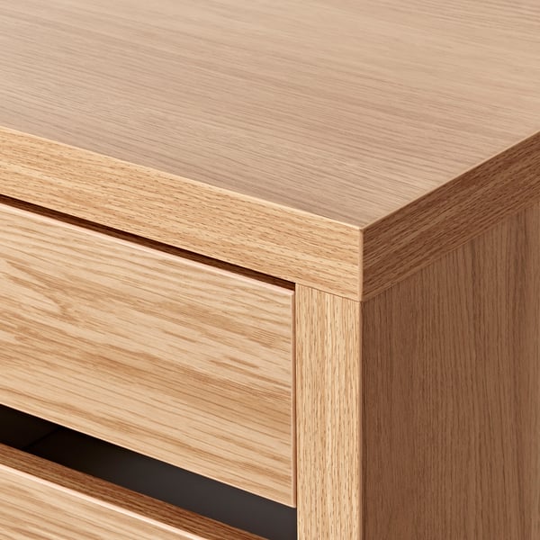 MICKE Cajonera con ruedas, efecto roble, 35x75 cm