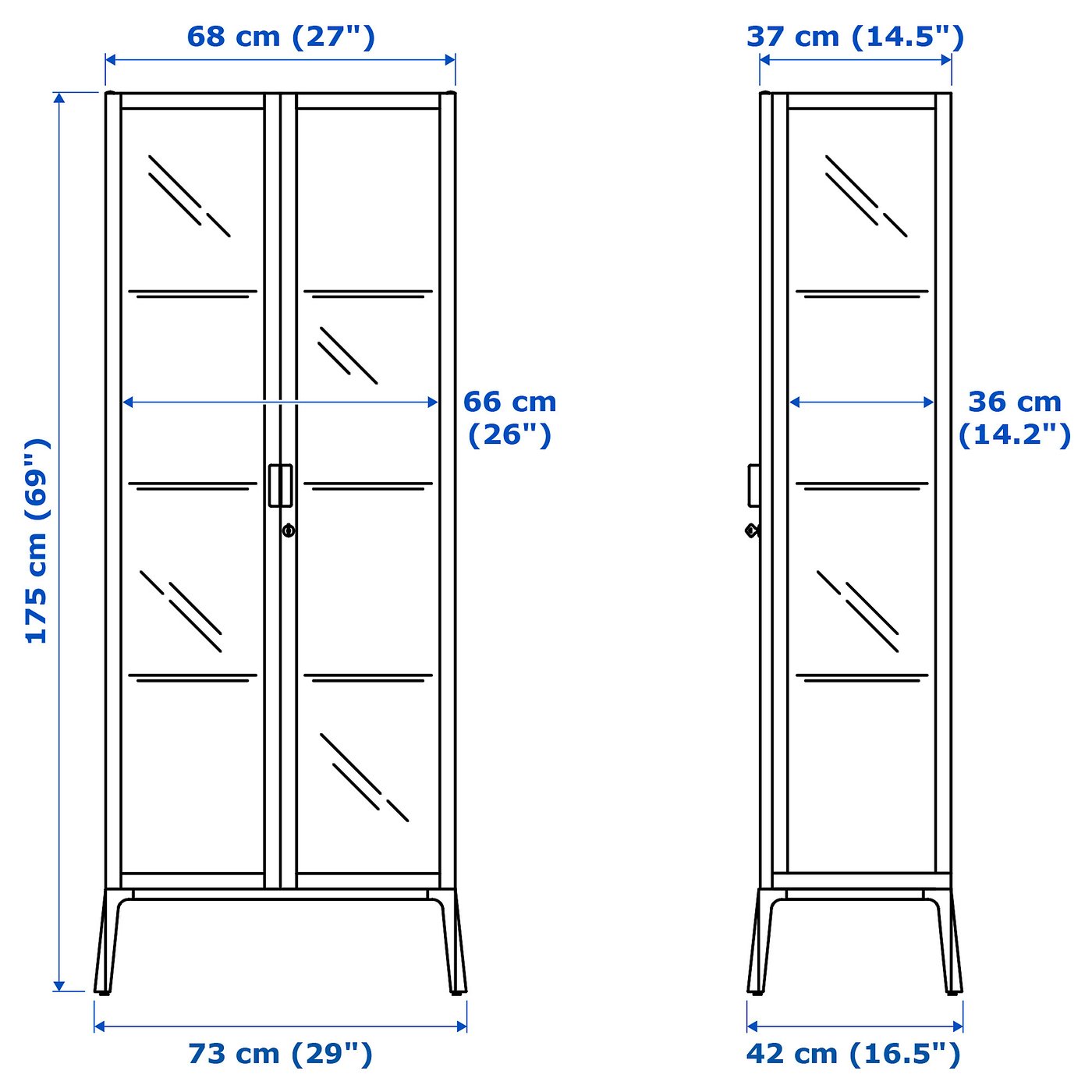 MILSBO Vitrina, blanco, 73x175 cm - IKEA Chile